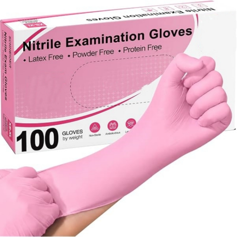 Rubber Glove Cleaning - 100-200PCS Pink Nitrile Disposable Gloves 3.5mil